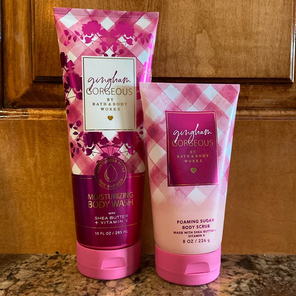 💗2-pc Gingham GORGEOUS B&BW Moisturizing Body Wash+Foaming Sugar Body Scrub, NWT